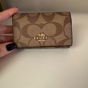 Coach Tan and Brown Signature key case